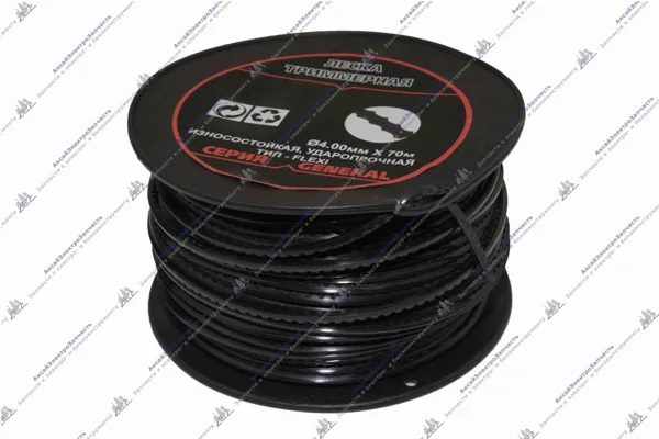 Леска триммерная  серии GENERAL тип FLEXI (d-4mm*70м) износостойкая, ударопрочная
