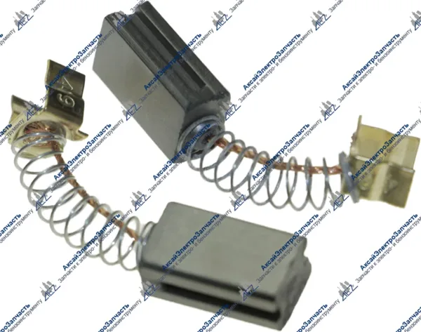 Электроугольная щетка STERN 6х9х15 Пружина, пятак-зацепы, проточка 2(STERN 26S 750,skil650-850,sturm